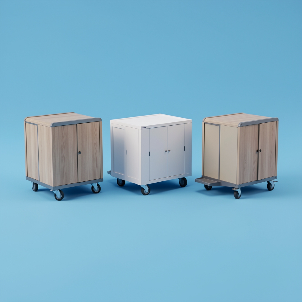 Set de trolere moderne în trei dimensiuni, aranjate pe fundal albastru curat fără persoane